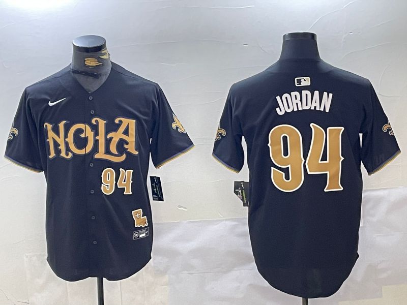 Men New Orleans Saints 94 Jordan Black Joint Name 2024 Nike Limited NFL Jersey style 4